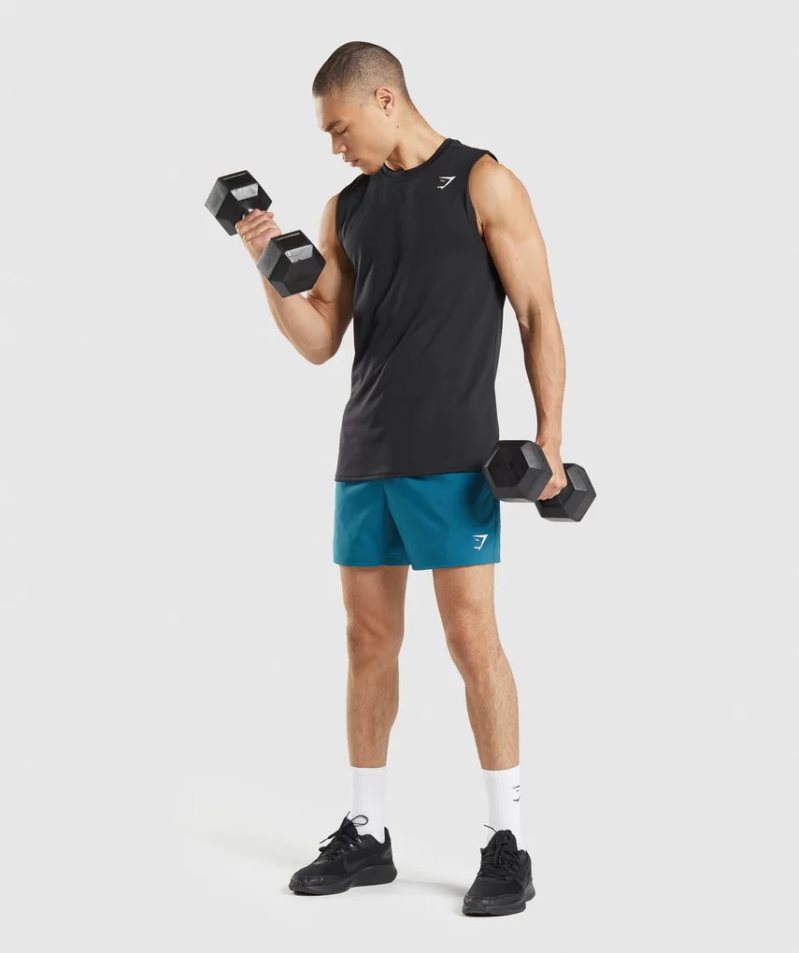 Men's Gymshark Arrival Sleeveless Tanks Black | CA 631DA8